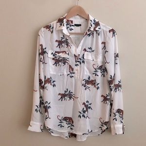 Ann Taylor Tiger Print Blouse.